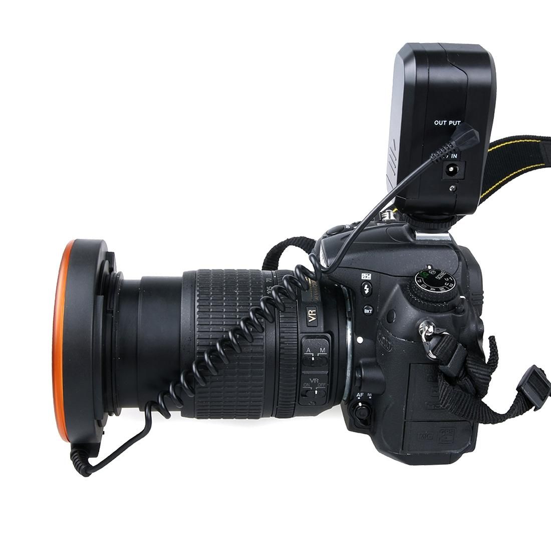 Circular LED Flash Light with 48 LED Lights & 6 Adapter Rings for Macro Lens (White)