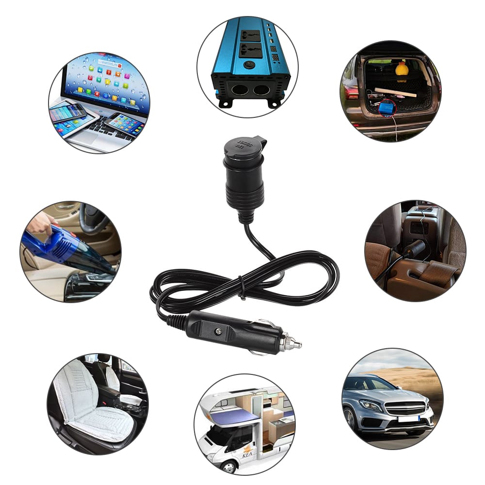Cigarette Lighter Extension Cable Cord Car Charger DC Power