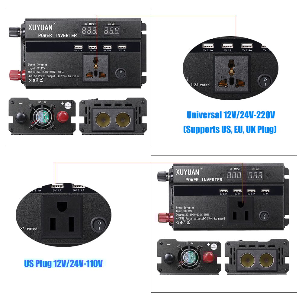 Car Inverter 3000W 4000W 5000W 12V/24V 110/220V DC to AC - 5000W 12V-220V 50Hz