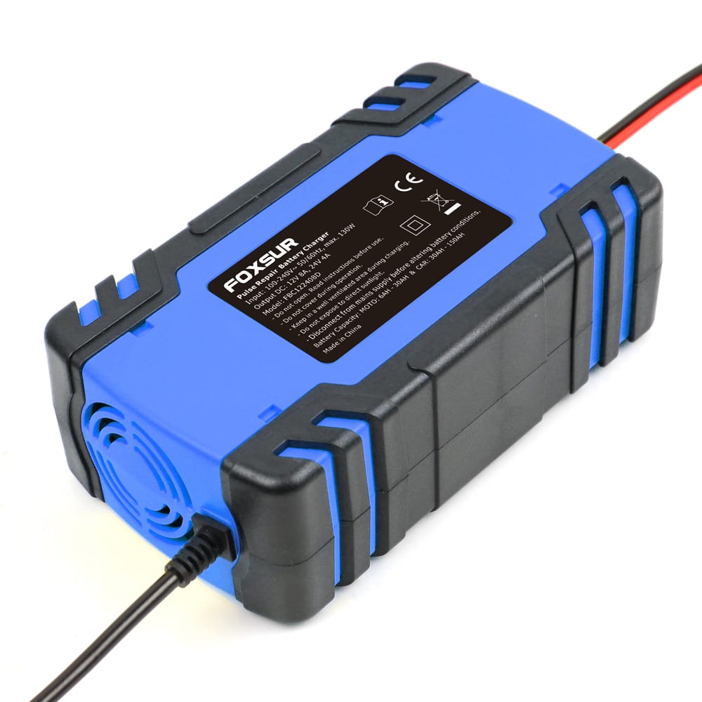 FOXSUR 12V 24V Pulse Repairing Charger with LCD Display - EU Plug