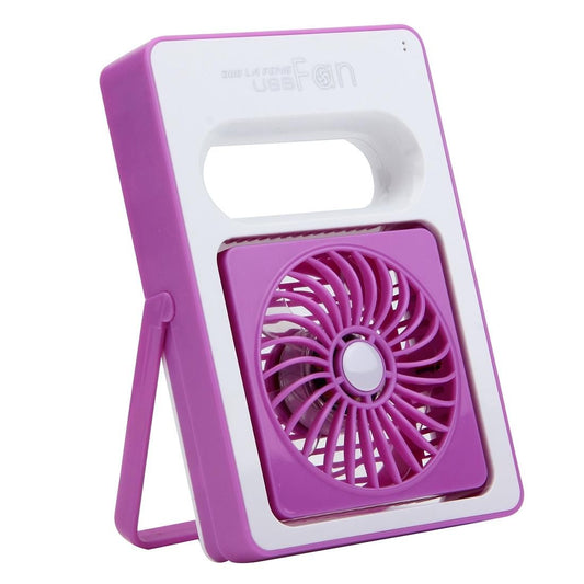 DUO LA FENG Mini USB Rechargeable Fans with Holder & Portable Handle (Purple)