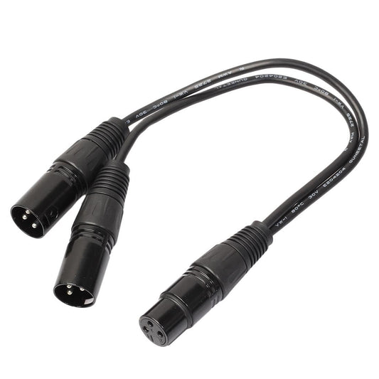 30cm 3 Pin XLR Female to Dual XLR Male Y Splitter Audio Cord Cable (Black)