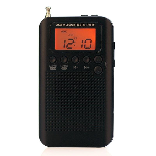 HRD-104 Mini Portable FM + AM Two Band Radio with Loudspeaker (Black)