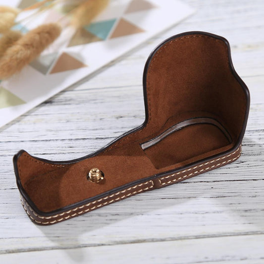 1/4 inch Thread PU Leather Camera Half Case Base for Sony ILCE-5100 / A5100 (Coffee)