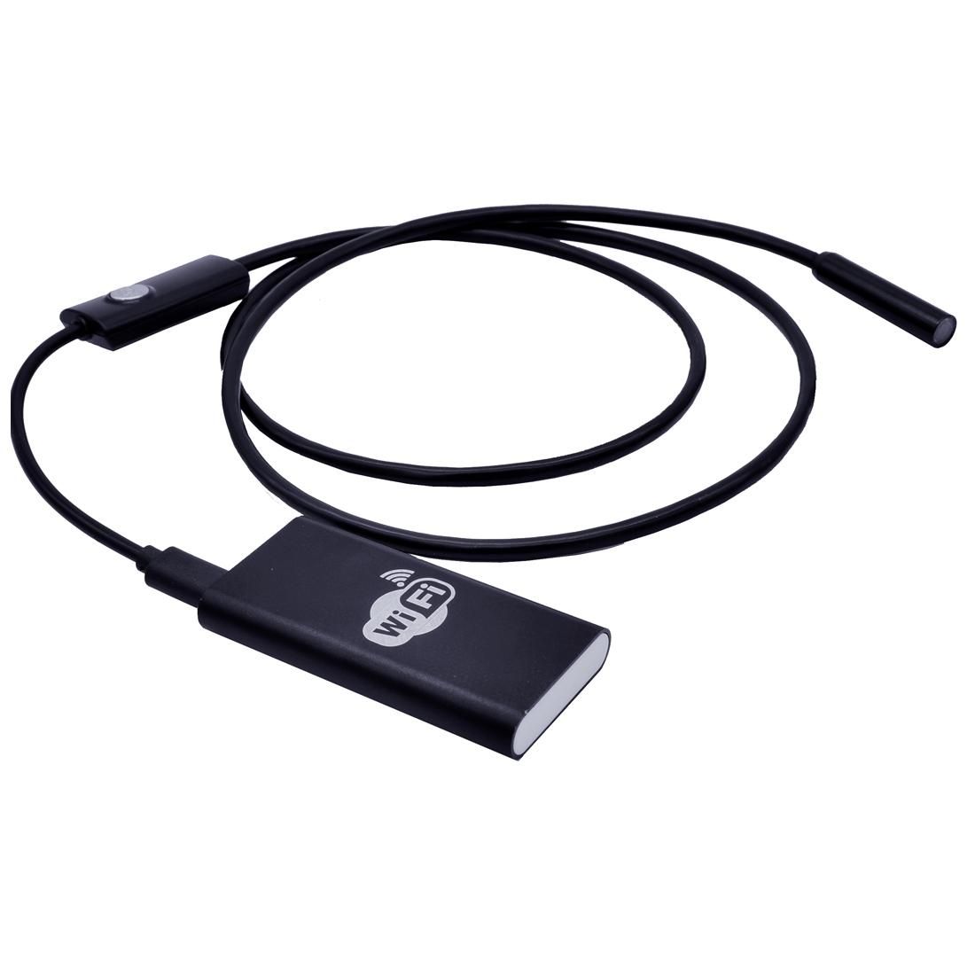 1.0MP HD Camera 30m Wireless Distance Metal WiFi Box Waterproof IPX67 Endoscope Snake Tube Inspection Camera with 6 LED for Android & iOS, Length: 1m, Lens Diameter: 9mm (Black)