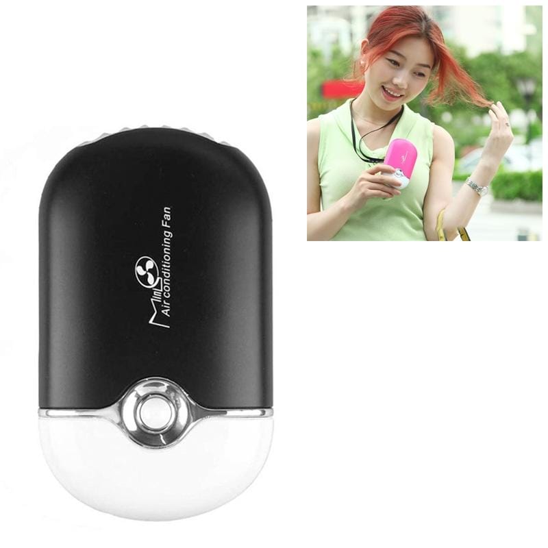 Mini Palm Air Conditioning Usb Rechargeable Leafless Fan (Black)