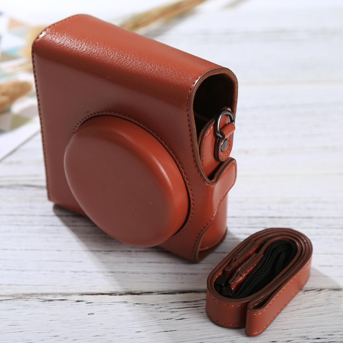 Full Body Camera PU Leather Case Bag with Strap for FUJIFILM instax mini 90 / 25 / 7 / 8 / 9 (Brown)