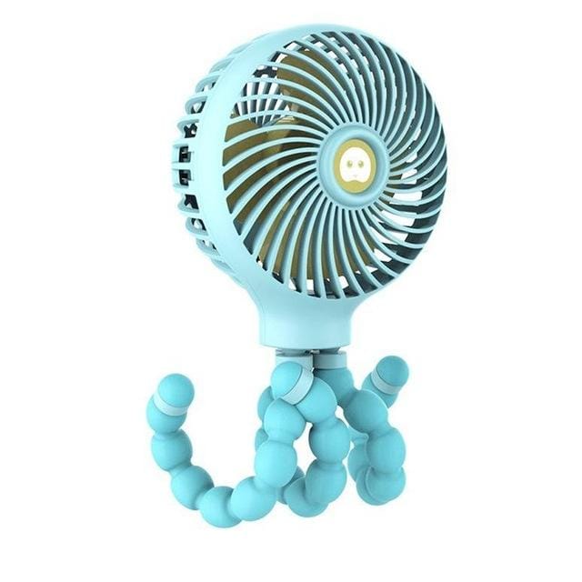 Octopus Deformed Cartoon Folding USB Rechargeable Mini Handheld Fan (Blue)