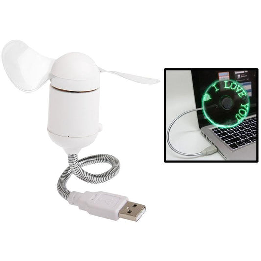 USB LED Colored Flash Word Mini Fan with Switch (Green)