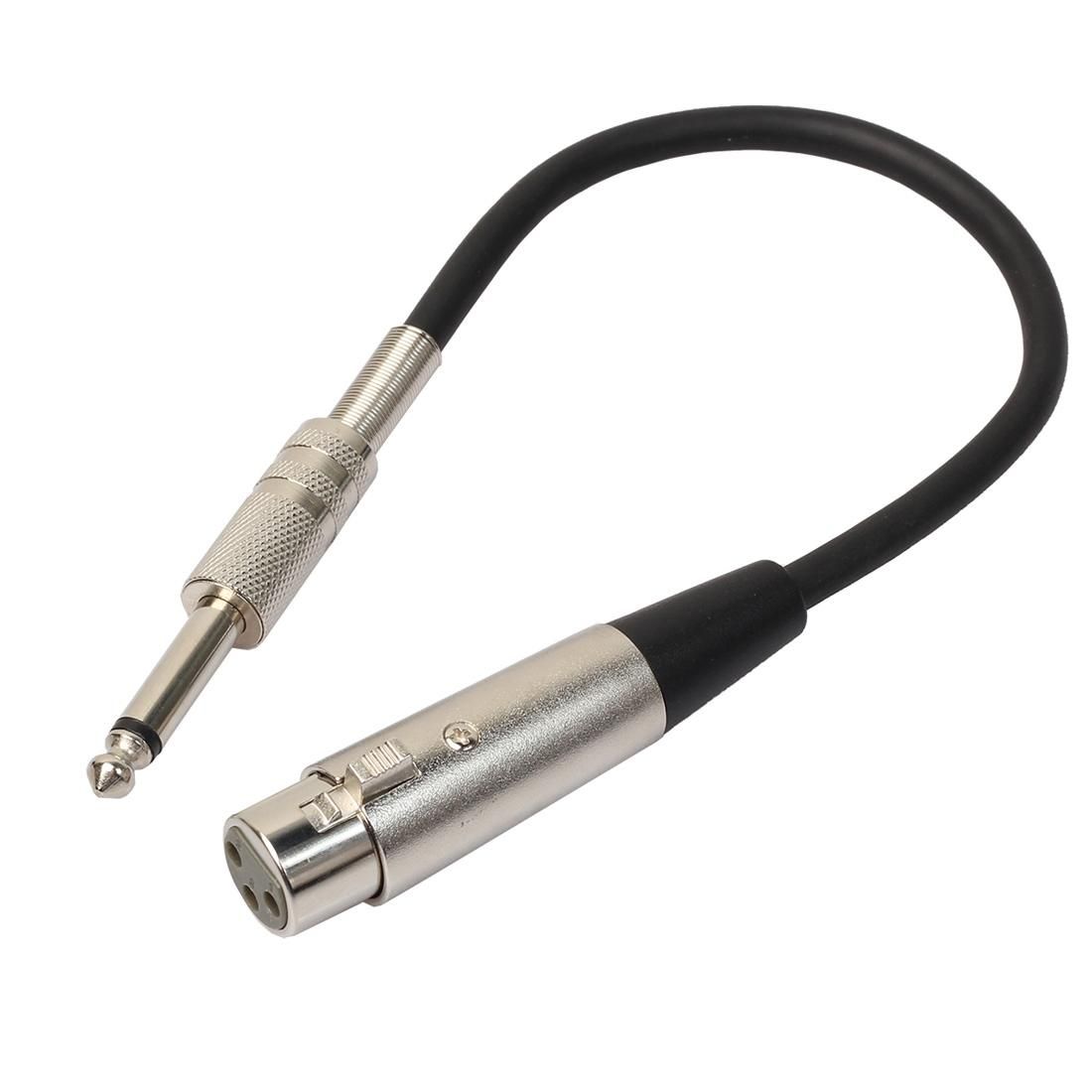 30cm XLR 3-Pin Female to 1/4 inch  Male Plug Stereo TRS Microphone Audio Cord Cable
