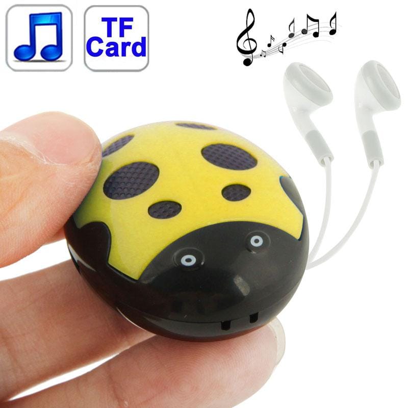 Mini Beetle Shape Card Reader MP3 Player, Support TF Card, Size: 45 x 38 x 18mm (Yellow)
