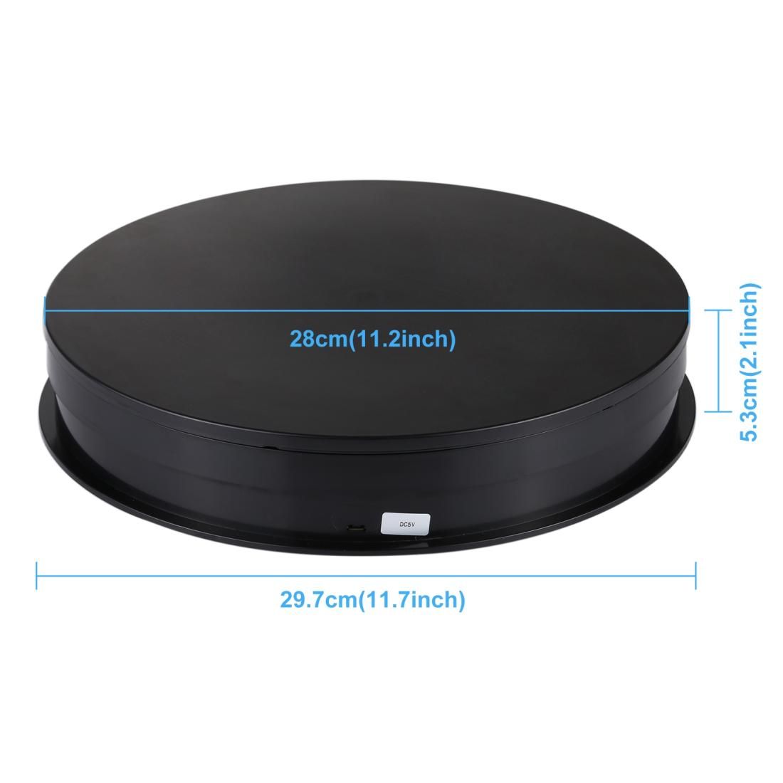 PULUZ 30cm Adjusting Speed USB Electric Rotating Turntable Display Stand Video Shooting Props Turntable for Photography, Load 10-20kg (Black)