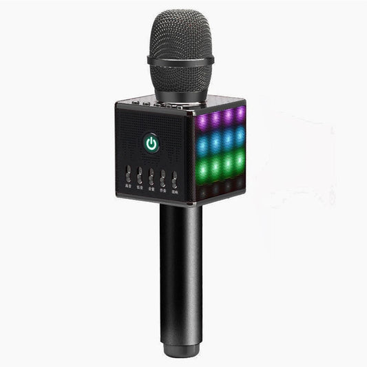 H8 High Sound Quality Handheld KTV Karaoke Recording Colorful Neon Lights Bluetooth Wireless Condenser Microphone, For Notebook, PC, Speaker, Headphone, iPad, iPhone, Galaxy, Huawei, Xiaomi, LG, HTC and Other Smart Phones (Black)