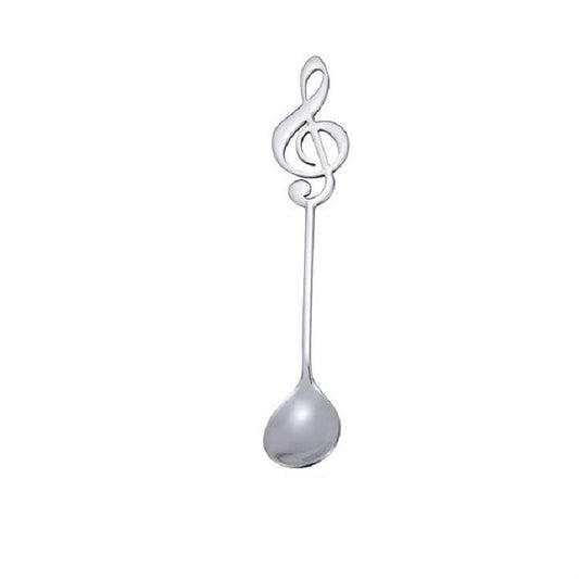 2 PCS Creative Musical Note Spoon Coffee Stirring Scoop Stainless Steel Titanium Music Bar Spoon Gift Spoon (Silver)
