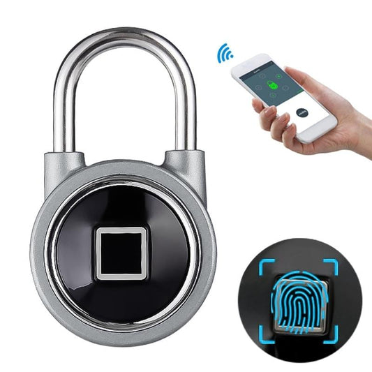 Waterproof Intelligent Bluetooth Fingerprint Padlock Remote Unlocking for iOS / Android (Silver)