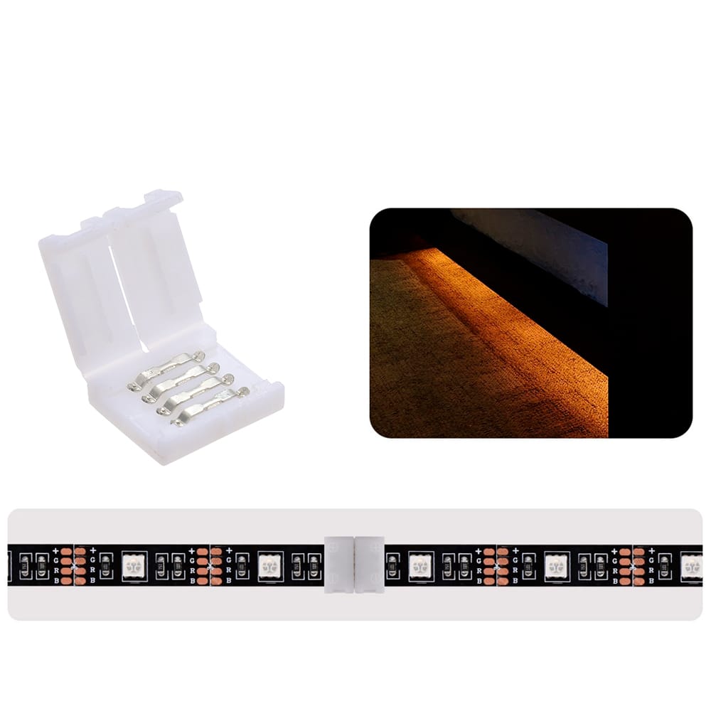 4 Pins RGB LED Strip Connector Quick Splitter 10 Pack White - 10 pcs