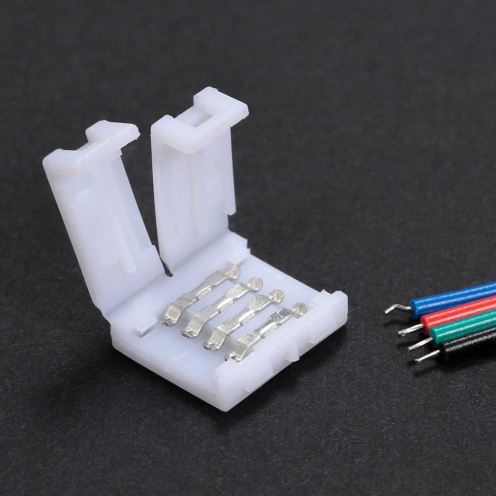 4 Pins RGB LED Strip Connector Quick Splitter 10 Pack White - 10 pcs