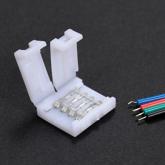 4 Pins RGB LED Strip Connector Quick Splitter 10 Pack White - 10 pcs