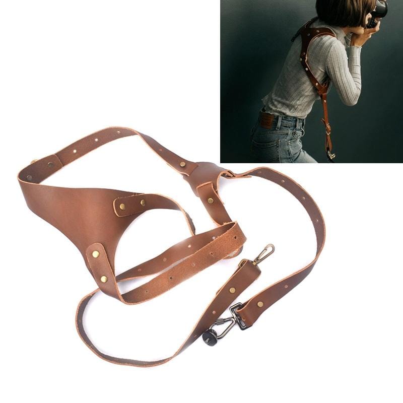 Quick Release Anti-Slip Shoulder Genuine Leather Harness Camera Strap with Metal Hook for SLR / DSLR Cameras (Style2)