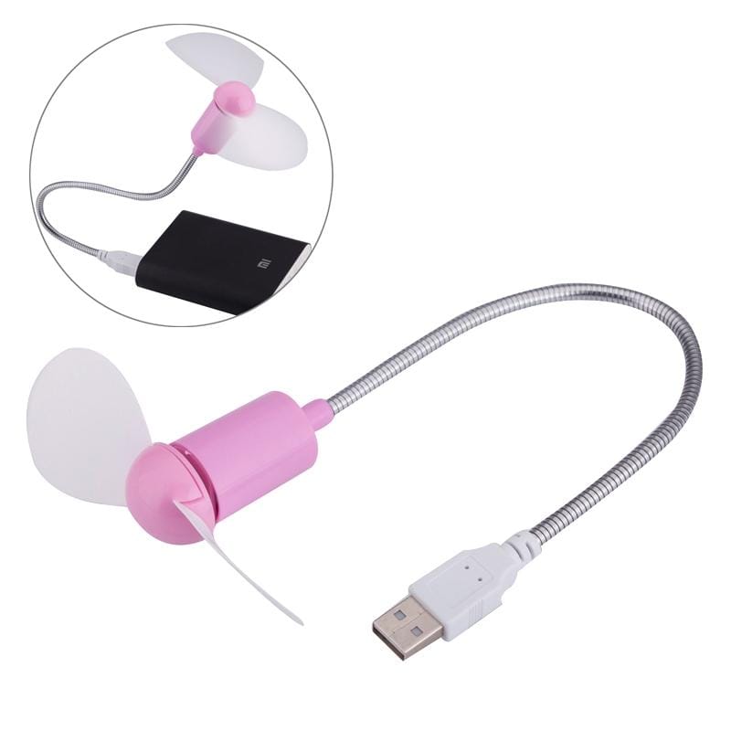 Portable USB Powered 2-Blade Mini Fan, Length: 32cm (Pink)