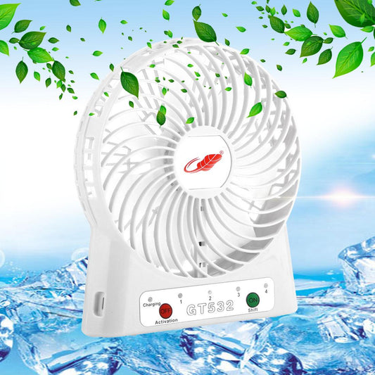 GONGTIAN GT532 Portable Multifuncional USB Rechargeable Fans, 4 Ranges Speed Modes (White)