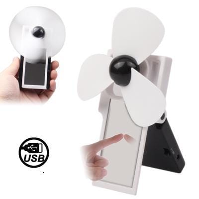 Electric USB Mini Cooling Fan USB Device Gadget with Mirror & Bracket (Black)
