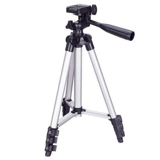 3120 Live Broadcast Tripod 4-Section Folding Legs Aluminum Alloy Tripod Mount with U-Shape Three-Dimensional Tripod Head for DSLR & Digital Camera, Adjustable Height: 34-103cm (Silver)