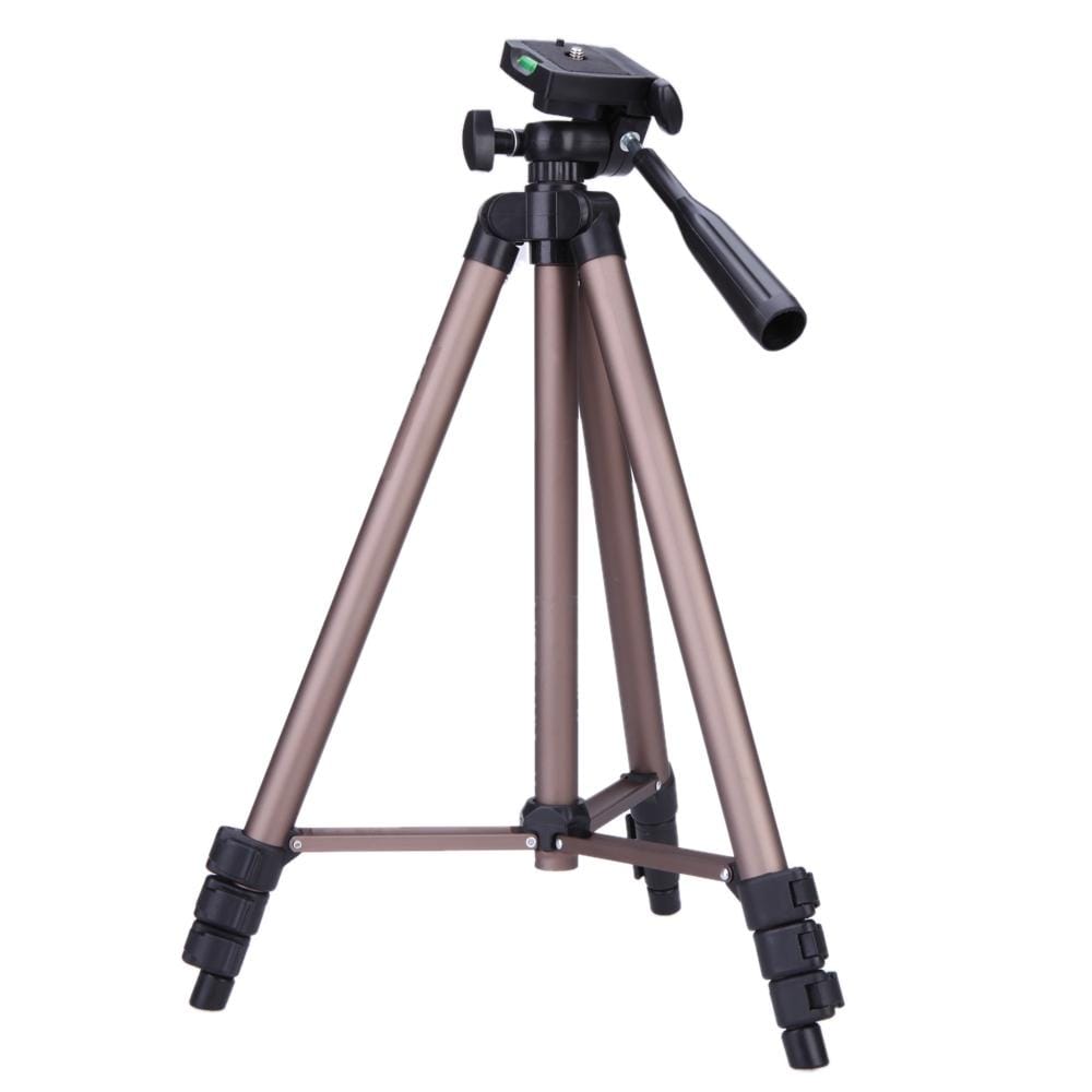 WT3130 Portable Camera Tripod Stand with Rocker Arm for DSLR Camera Camcorder (Brown)