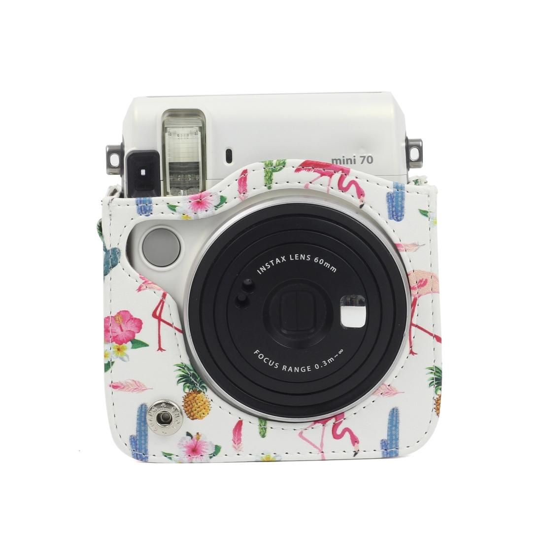 Flamingo Cactus Pattern PU Leather Protective Camera Case Bag For FUJIFILM Instax Mini70 Camera