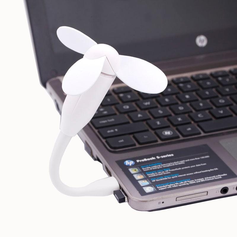 Flexible Mini Portable Bamboo Dragonfly Flexible USB Powered 3-Blade USB Fan (White)