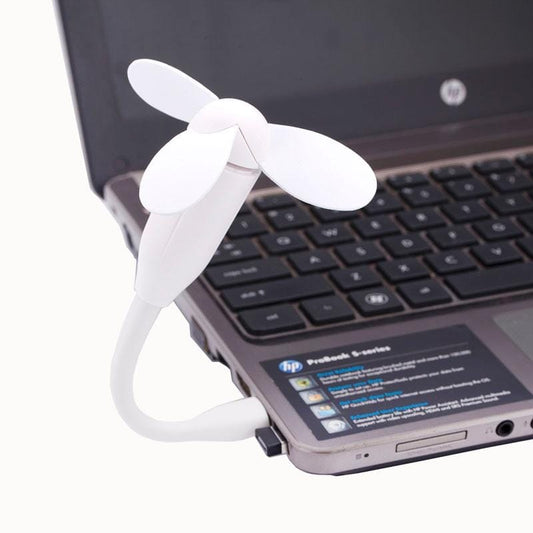 Flexible Mini Portable Bamboo Dragonfly Flexible USB Powered 3-Blade USB Fan (White)