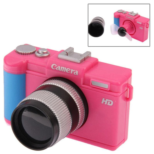 Portable Battery Operated Camera Shaped 2-Blade Mini Cooling Fan (Magenta)