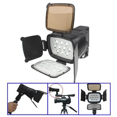 10 LED Video Light with Grip / Two Color Transparent Filter Cover  / Adjustable Brightness (Black)