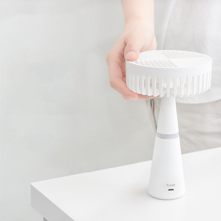 Trozk Summer Mini Handheld Desktop Dual-purpose USB Fan Night Light Fan (White)