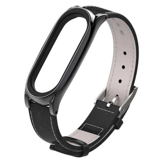 Mijobs Top-grain Leather Strap for Xiaomi Mi Band 3 & 4 & 5 Wrist Straps Screwless Magnetic Bracelet Smart Band Replace Accessories, Host not Included (Style2)