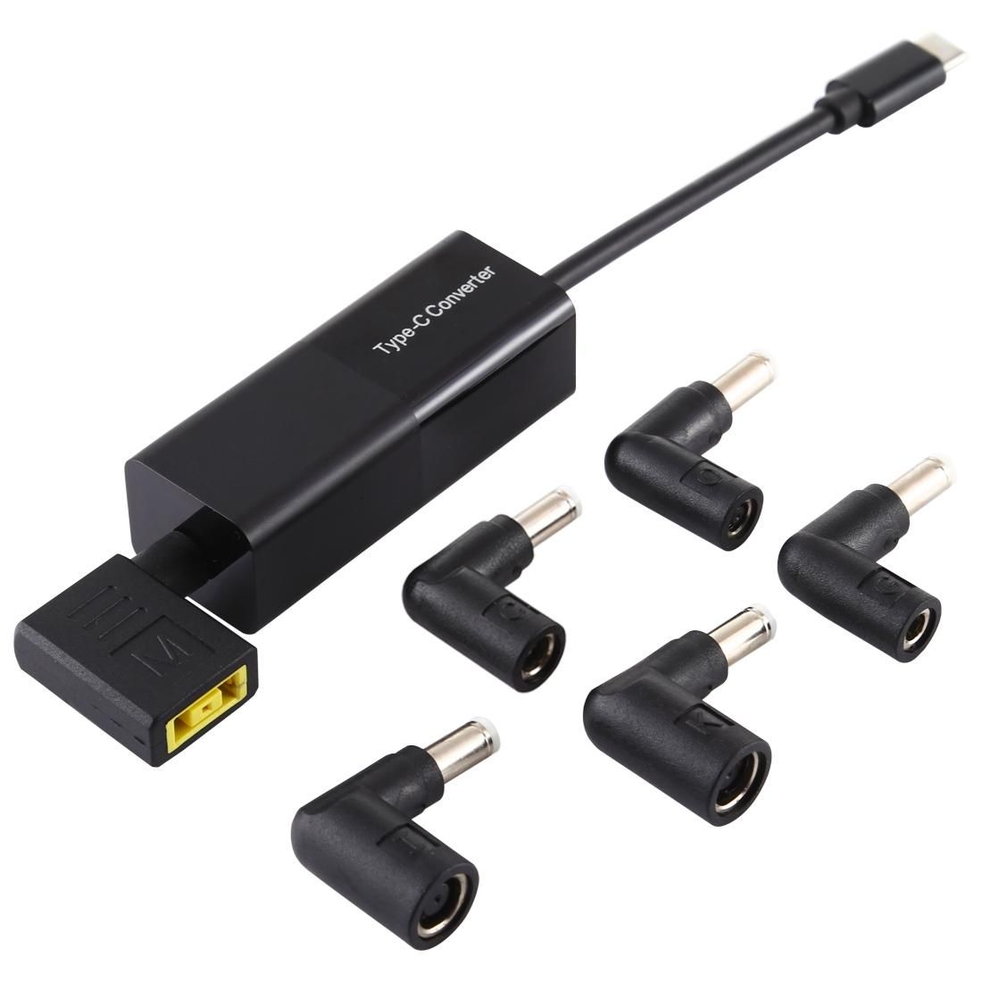 Laptop Power Adapter 65W USB-C / Type-C Converter to 6 in 1 Power Adapter (Black)
