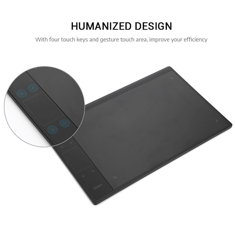VEIKK A30 10x6 inch 5080 LPI Smart Touch Electronic Graphic Tablet, with Type-c Interface