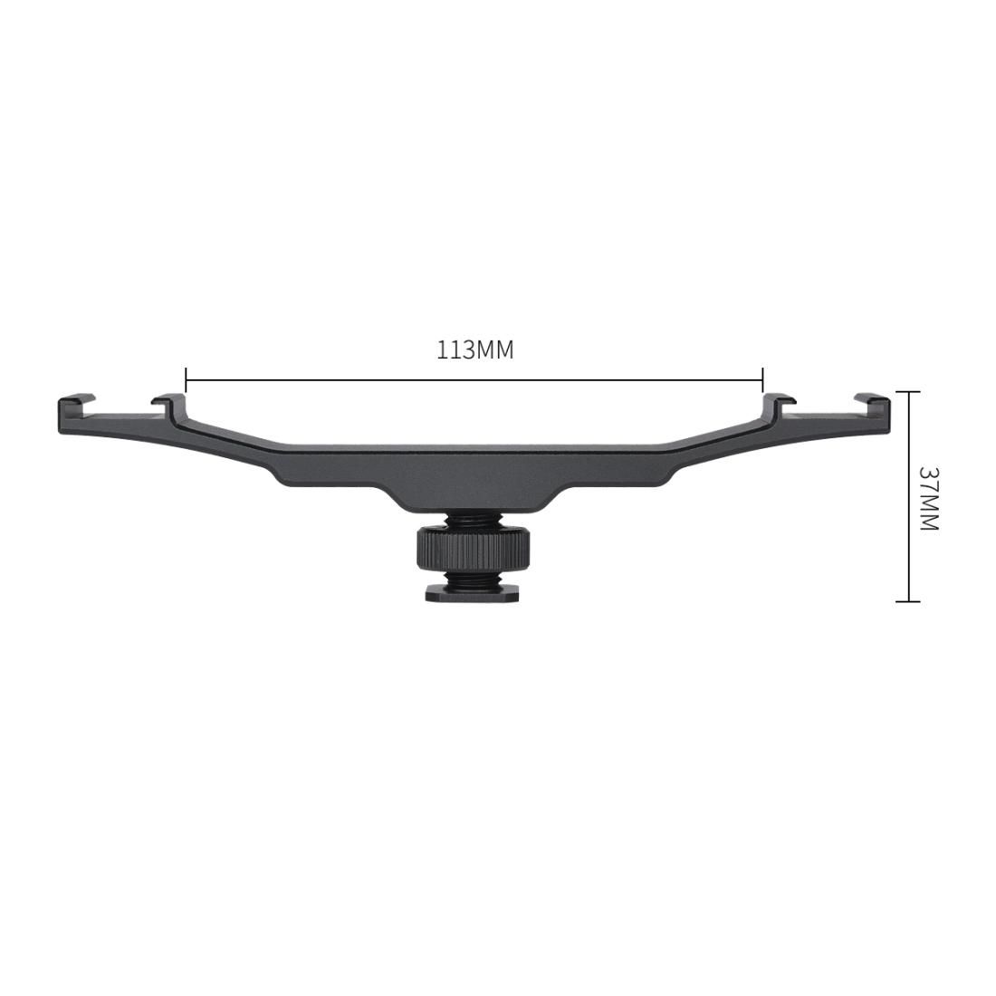 YELANGU YLG0702A Dual Cold Hot Shoe Mount Adapter Aluminum Alloy Extension Bracket (Black)