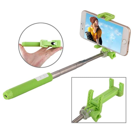 Portable RK-Mini2 Bluetooth Wireless Selfie Stick Monopod Folding Extendable Pocket Handheld Holder for iOS & Android Phone, Folded Length: 13.4cm, Max Extension Length: 73.0cm, Bluetooth Distance: 10m (Green)