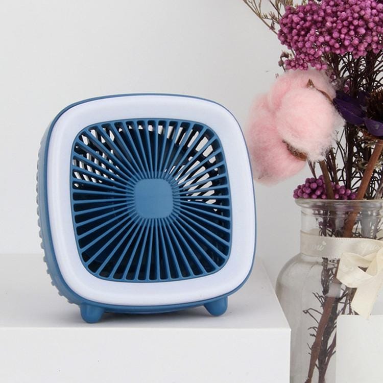 USB Rechargeable Desktop Fan Multifunctional Handheld Pocket Fan (Blue)