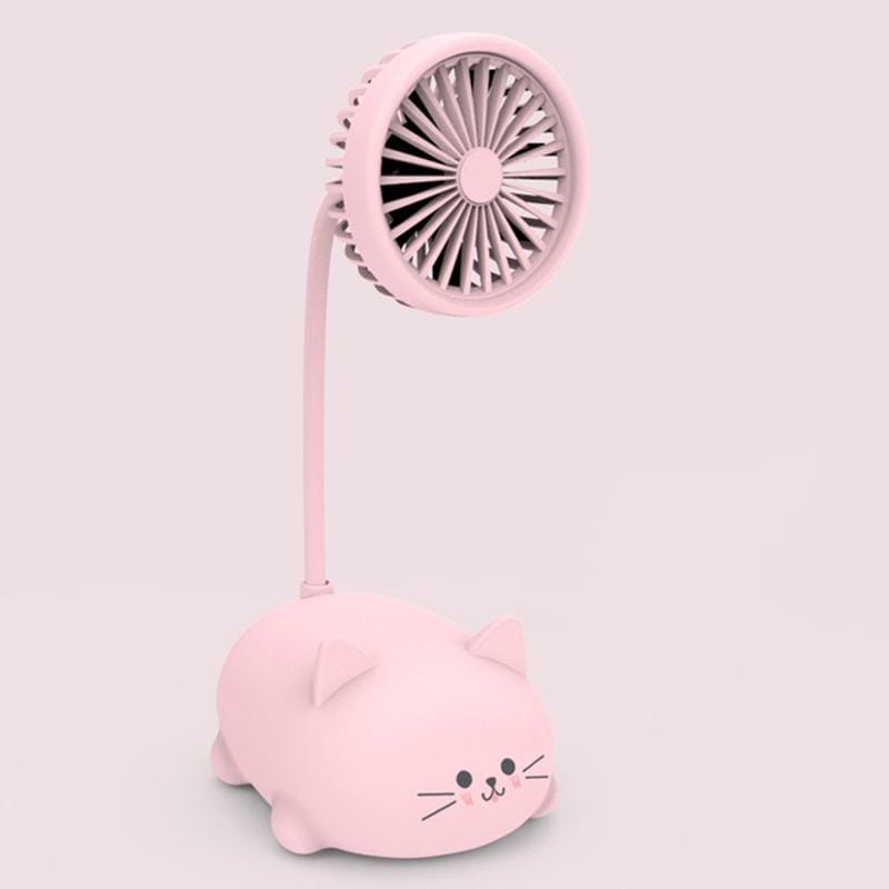 Student Desktop Learning Cute Cartoon Mini Fan, Style:Kitten (Green)