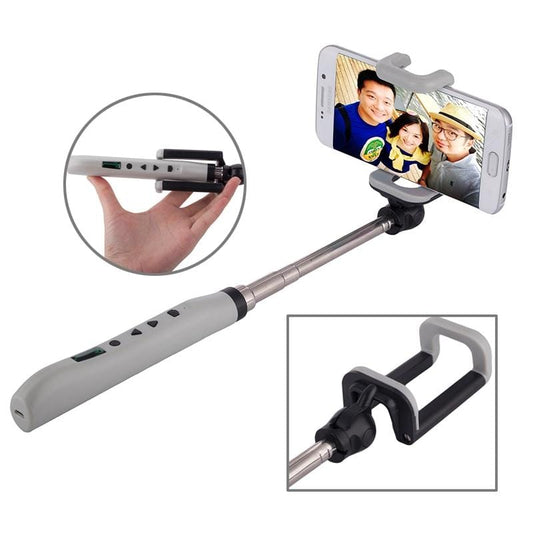 Portable Focusing Bluetooth Wireless Selfie Stick Monopod Folding Extendable Pocket Handheld Holder for iOS & Android Phone, Folded Length: 8.8cm, Max Extension Length: 80.0cm (Grey)