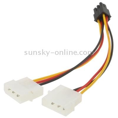 6 Pin Male to 2 x 4 Pin Female Power Cable, Length: 17.5cm
