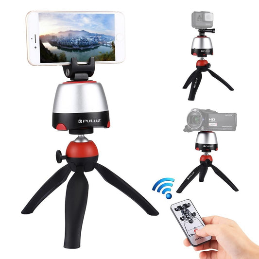 PULUZ Electronic 360 Degree Rotation Panoramic Head + Tripod Mount + GoPro Clamp + Phone Clamp with Remote Controller for Smartphones, GoPro, DSLR Cameras (Style2)