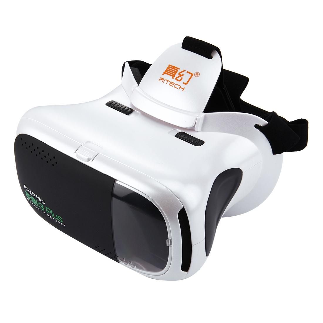 RITECH RIEM3 Plus 3D VR Virtual Reality Headset Mobile 360 Degrees Video Private Cinema Glasses Helmet with AR Augment Reality Window for 4.7-6 inch Smartphones