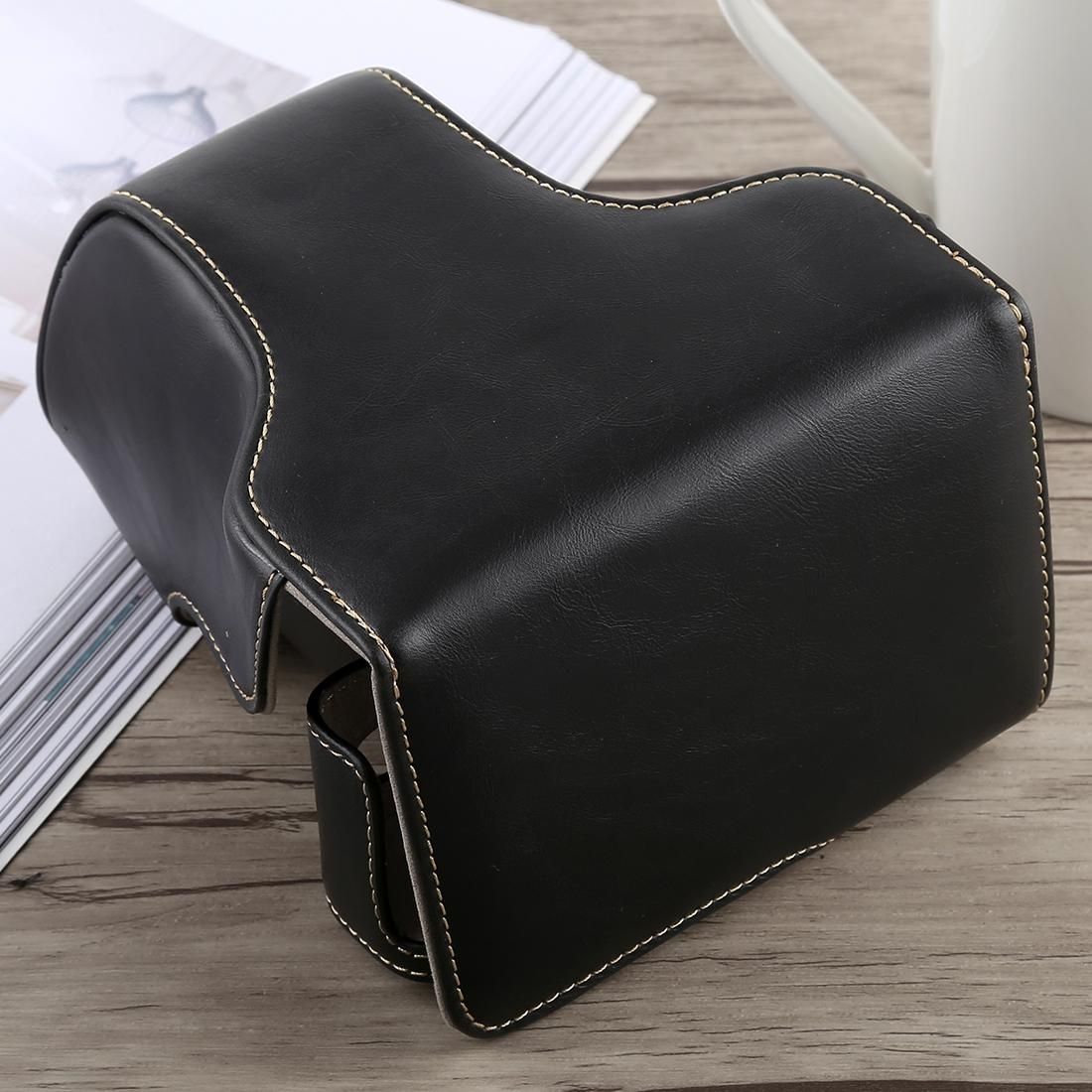 Full Body Camera PU Leather Case Bag with Strap for Fujifilm X-A5 (Brown)