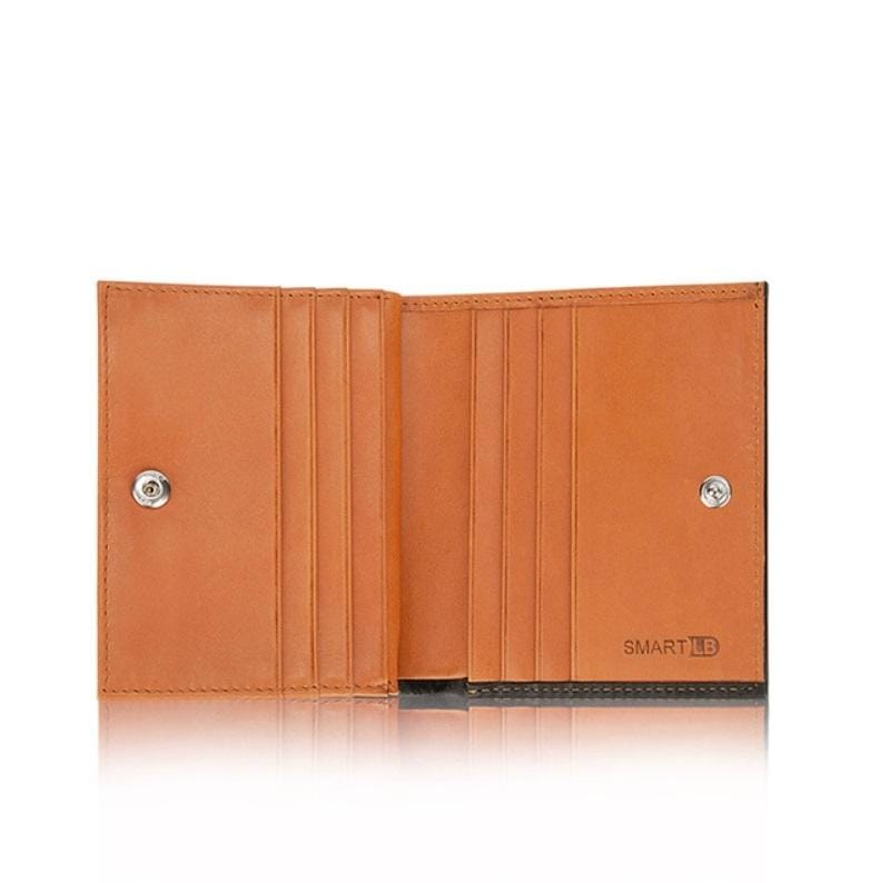 Men Leather Business Wallet Bluetooth Anti-Lost Alarm Smart Coin Purse (Black)