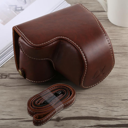 Full Body Camera PU Leather Case Bag with Strap for Sony A6300 (Coffee)