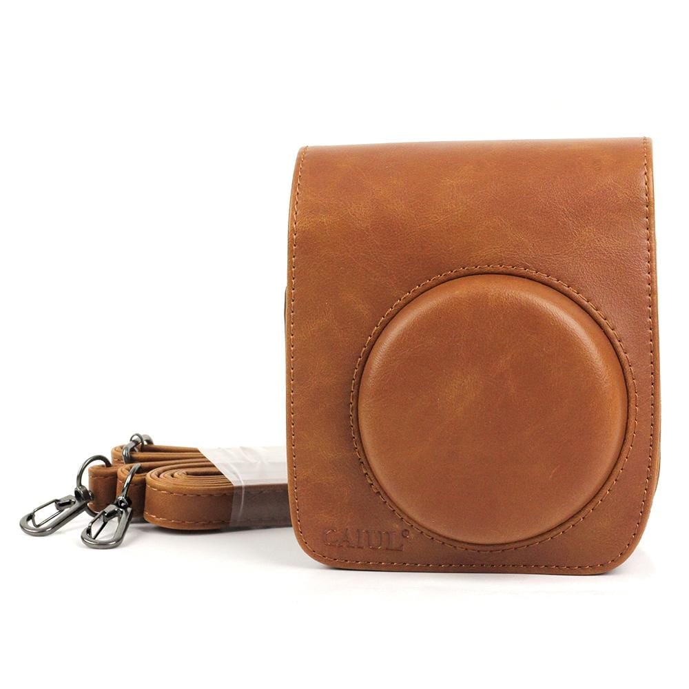 PU Leather Camera Protective bag for FUJIFILM Instax Mini 90 Camera, with Adjustable Shoulder Strap (Brown)