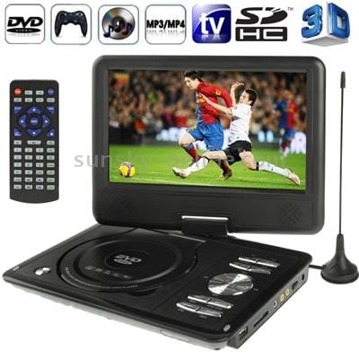 9.0 inch TFT LCD Screen Digital Multimedia Portable EVD / DVD with Card Reader & USB Ports, Support Analog TV  / 3D Movies / Game Function, 270 Degree Rotation, Support SD / MS / MMC Card, Black (Black)